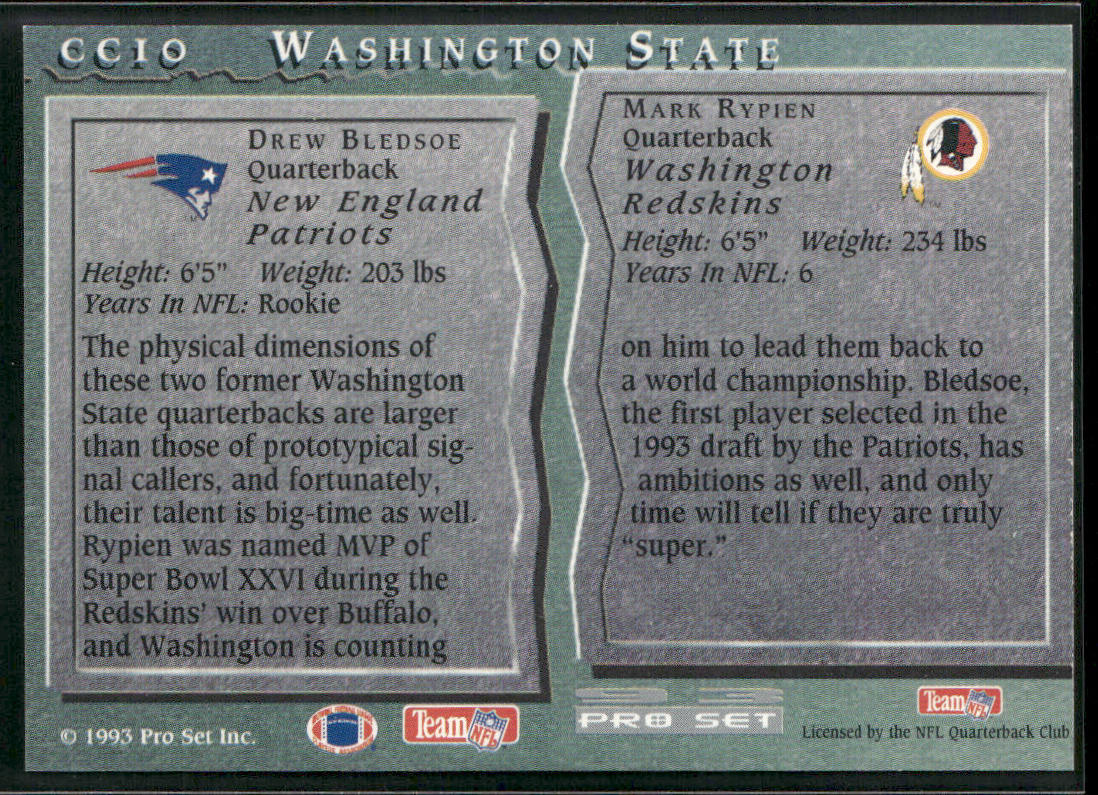 Drew Bledsoe / Mark Rypien 1993 Pro Set College Connections #CC10