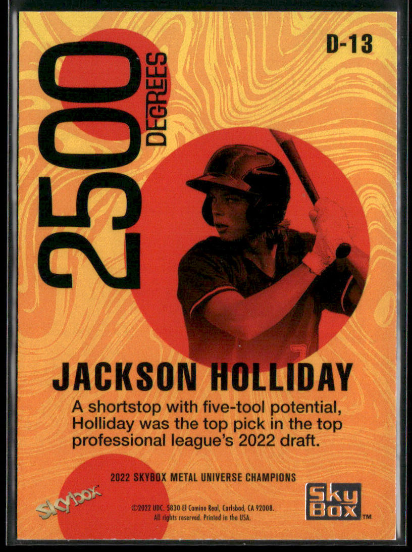 Jackson Holliday 2022 SkyBox Metal Universe Champions 2500 Degrees #D-13