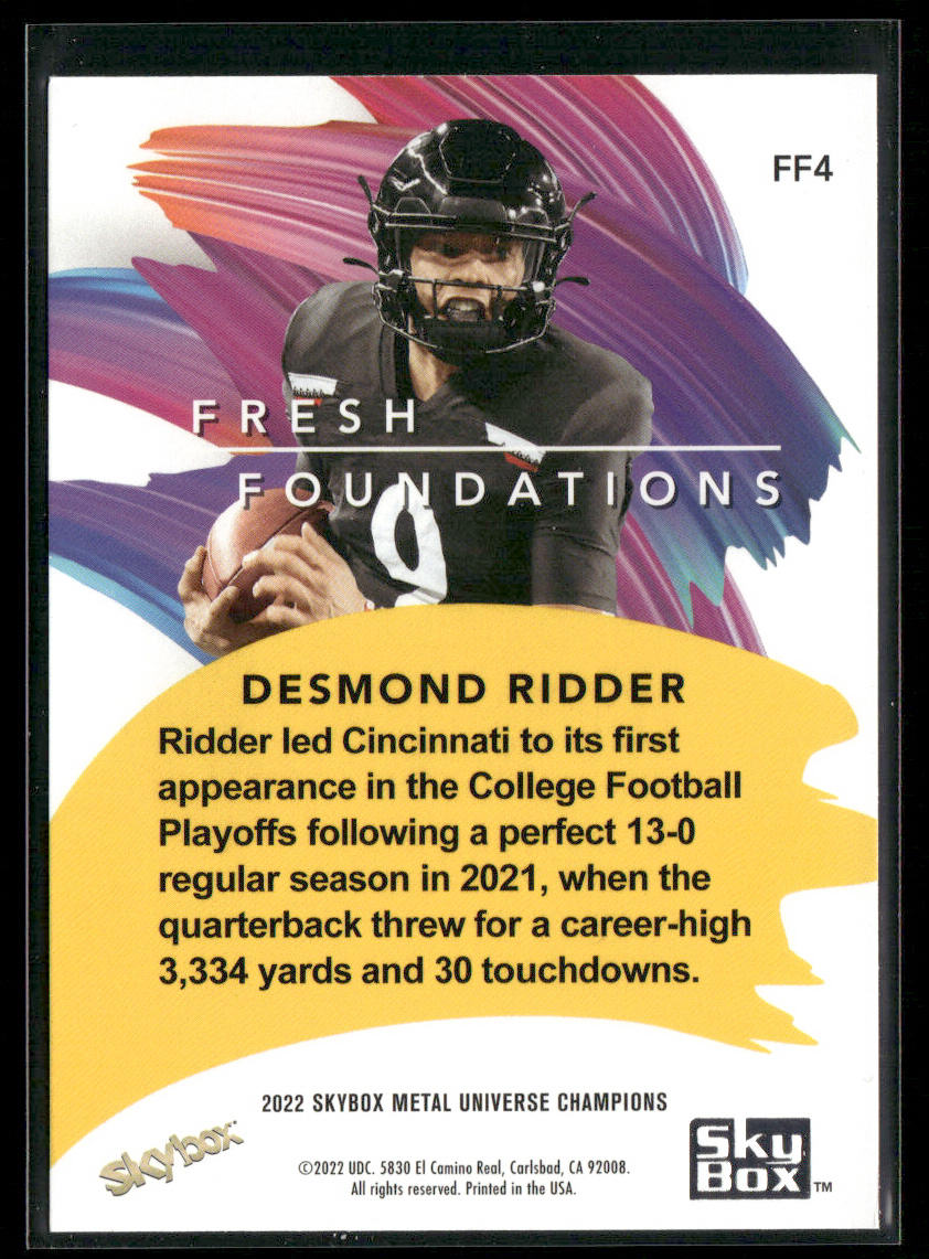 Desmond Ridder 2022 SkyBox Metal Universe Champions Fresh Foundations #FF4