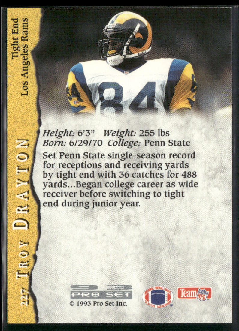 Troy Drayton 1993 Pro Set #227 RC Los Angeles Rams