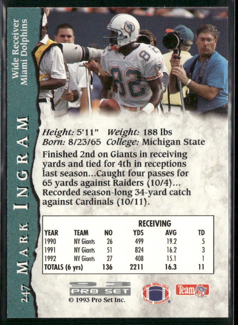 Mark Ingram 1993 Pro Set #247 Miami Dolphins
