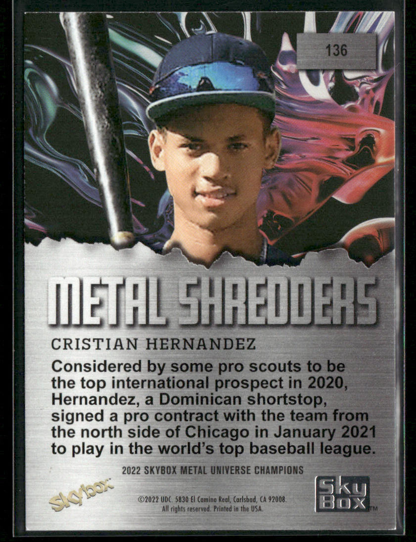 Cristian Hernandez 2022 SkyBox Metal Universe Champions #136