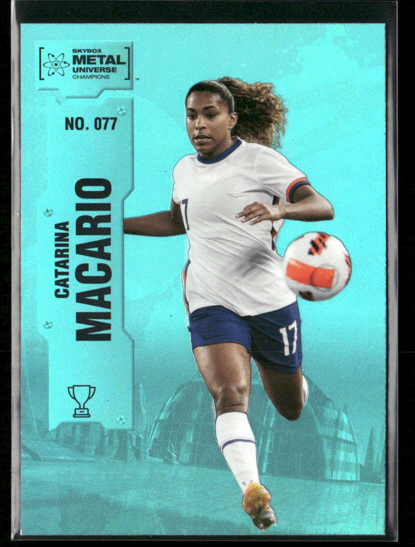 Catarina Macario 2022 SkyBox Metal Universe Champions Aqua #077 front