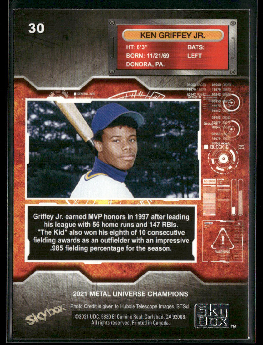Ken Griffey Jr. 2021 SkyBox Metal Universe Champions #30 back