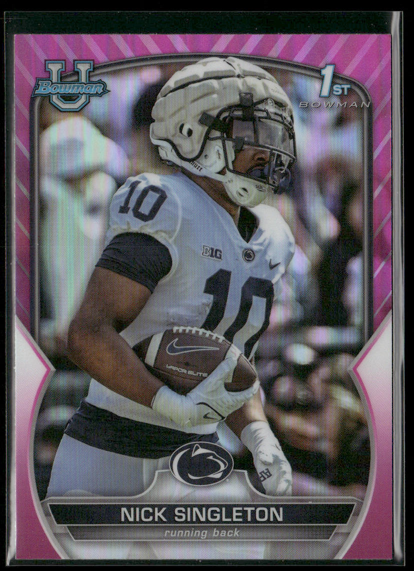 Nick Singleton 2022 Bowman University Chrome Pink Refractor #87 Nittany Lions