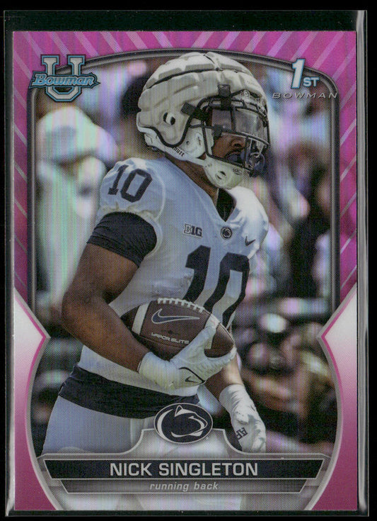 Nick Singleton 2022 Bowman University Chrome Pink Refractor #87 Nittany Lions