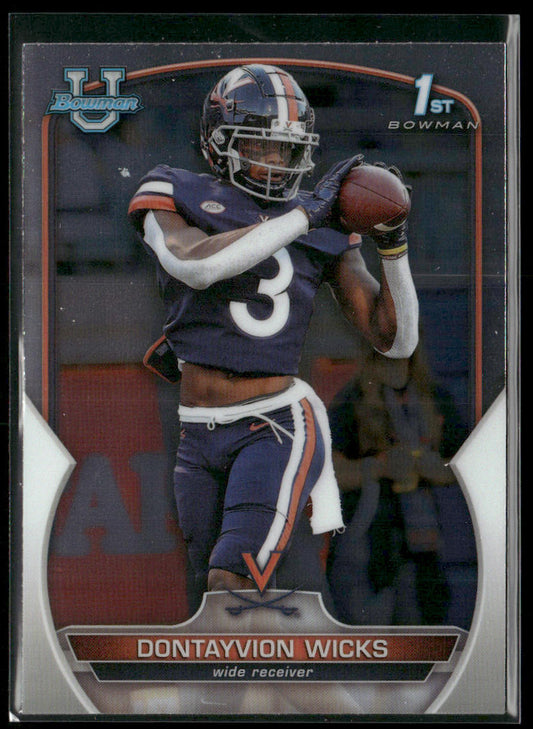 Dontayvion Wicks 2022 Bowman University Chrome #96 Virginia Cavaliers