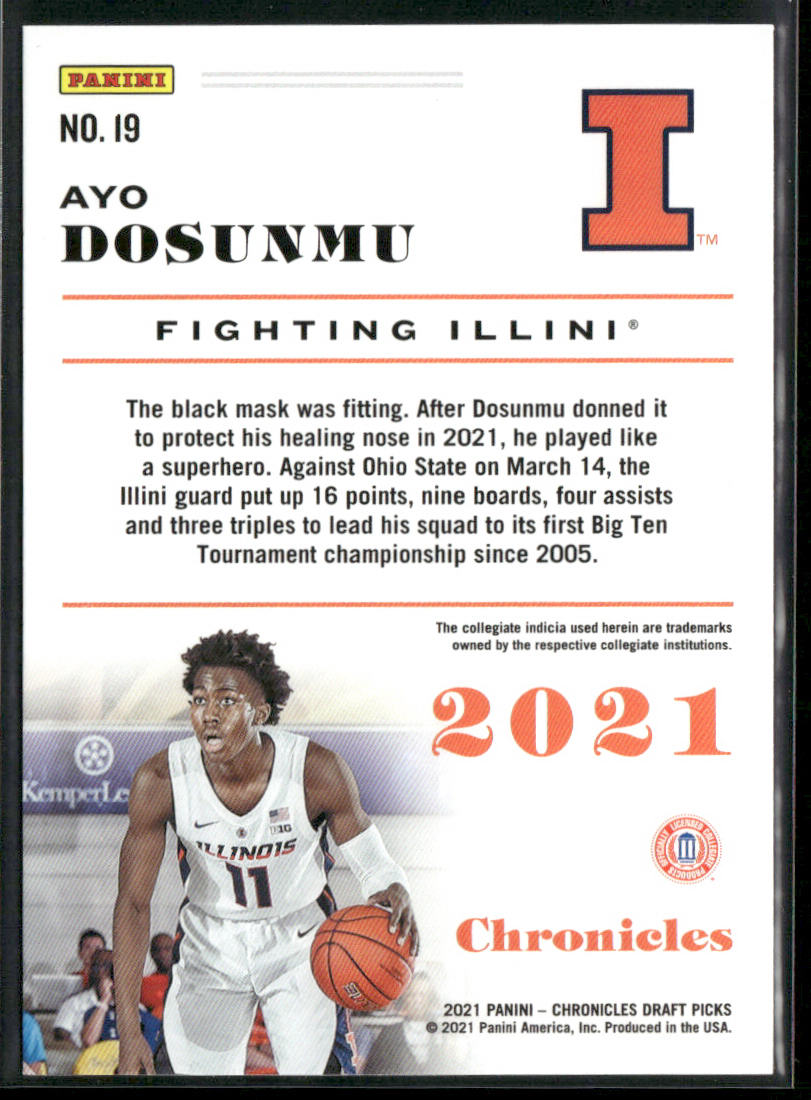 Ayo Dosunmu 2021 Panini Chronicles Draft Picks Bronze #19 Fighting Illini