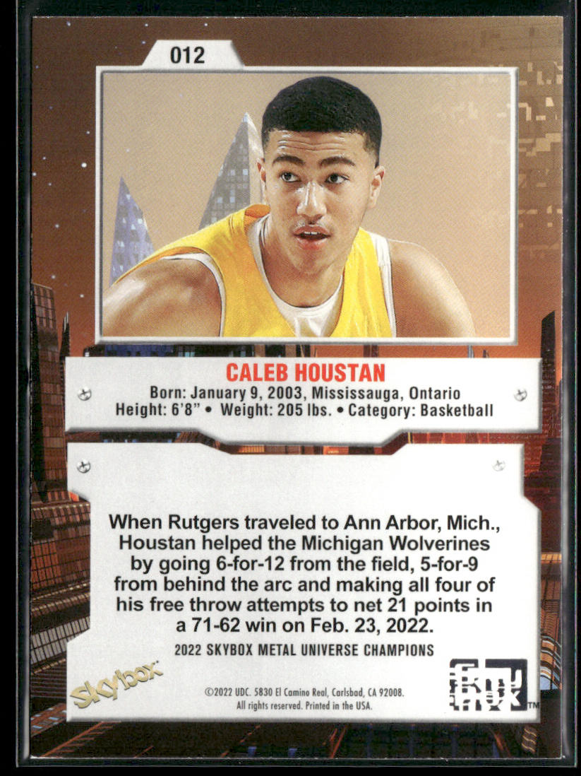 Caleb Houstan 2022 SkyBox Metal Universe Champions Spectrum #012