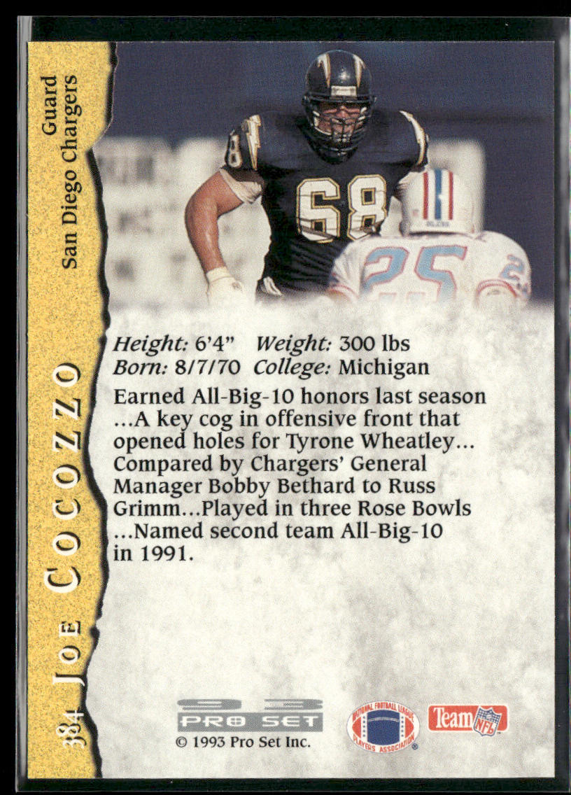 Joe Cocozzo 1993 Pro Set #384 RC San Diego Chargers