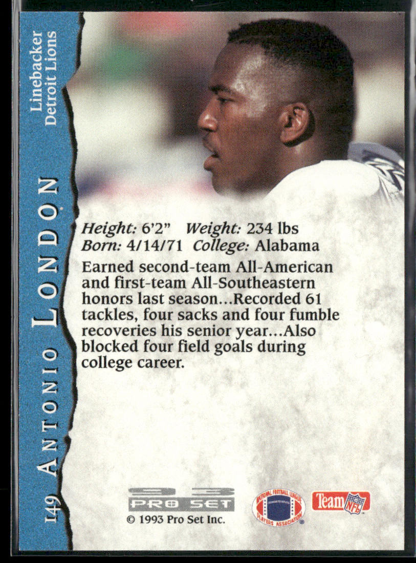 Antonio London 1993 Pro Set #149 RC Detroit Lions