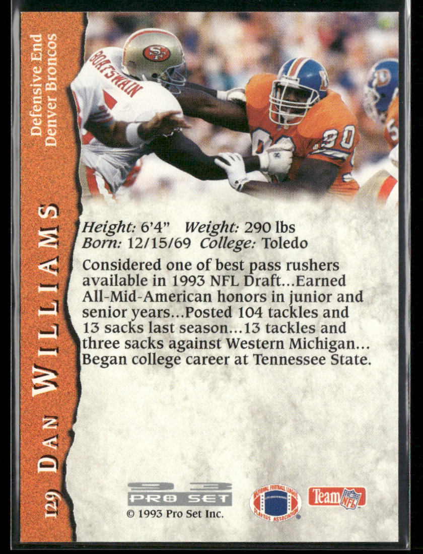 Dan Williams 1993 Pro Set #129 RC Denver Broncos