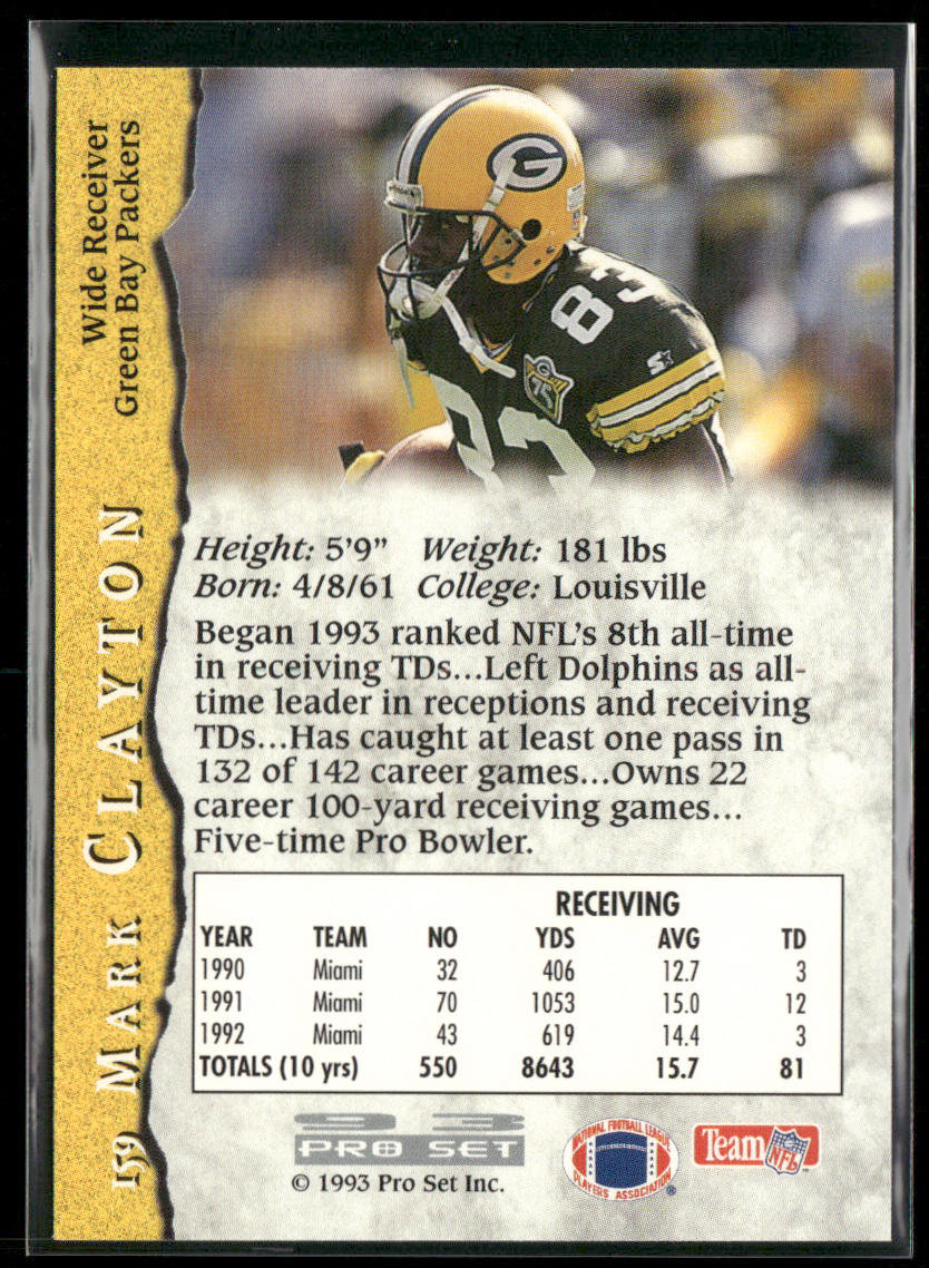 Mark Clayton 1993 Pro Set #159 Green Bay Packers