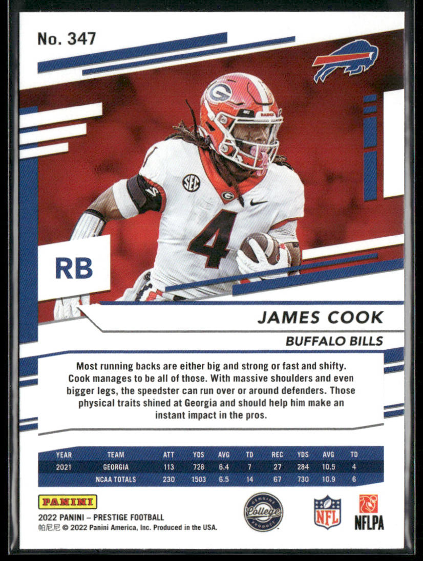 James Cook 2022 Panini Prestige #347 RC Buffalo Bills