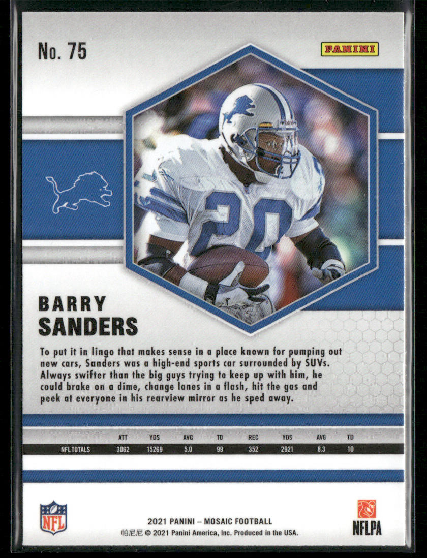 Barry Sanders 2021 Panini Mosaic #75 Detroit Lions back