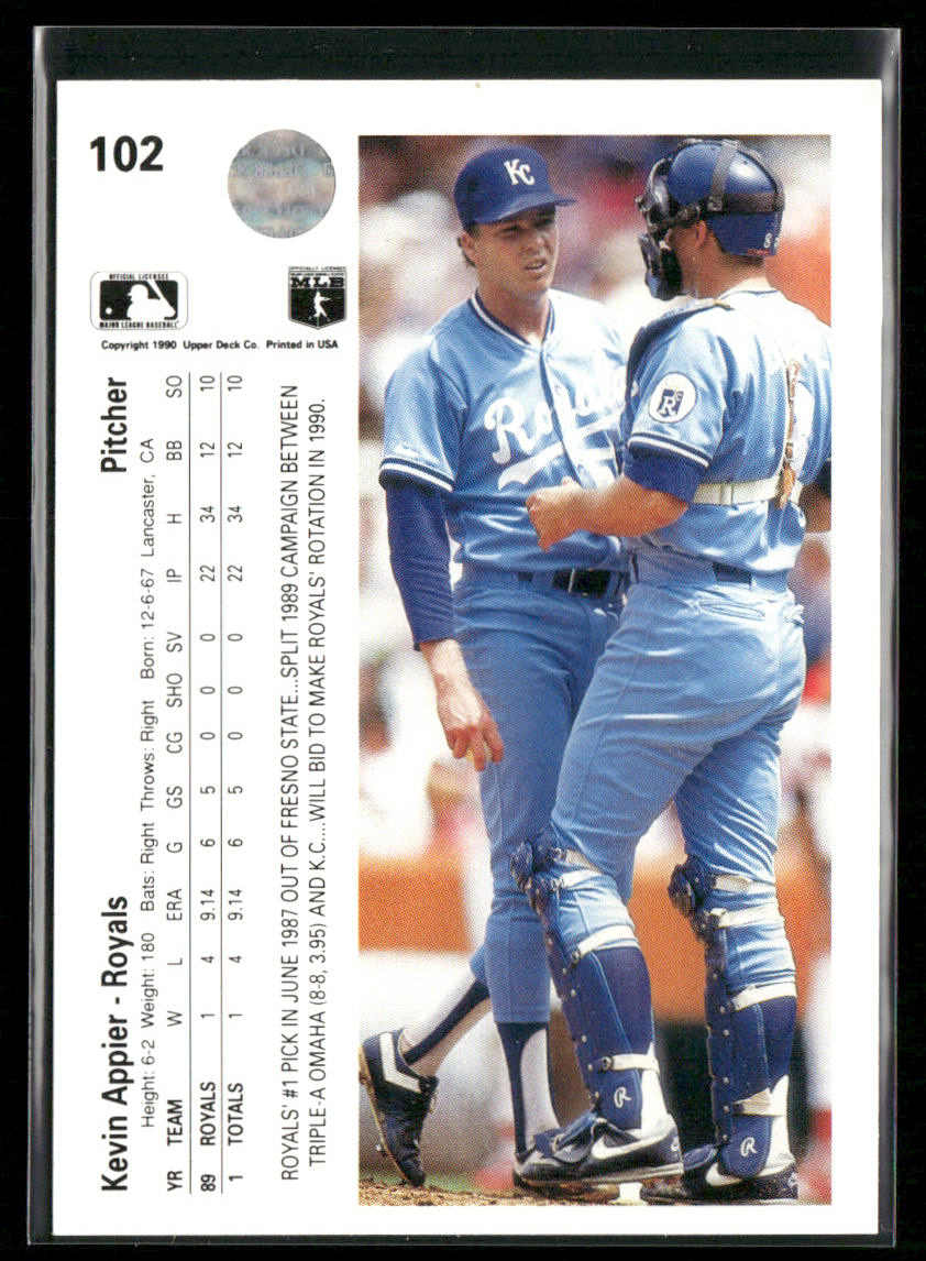 Kevin Appier 1990 Upper Deck #102a RC Kansas City Royals