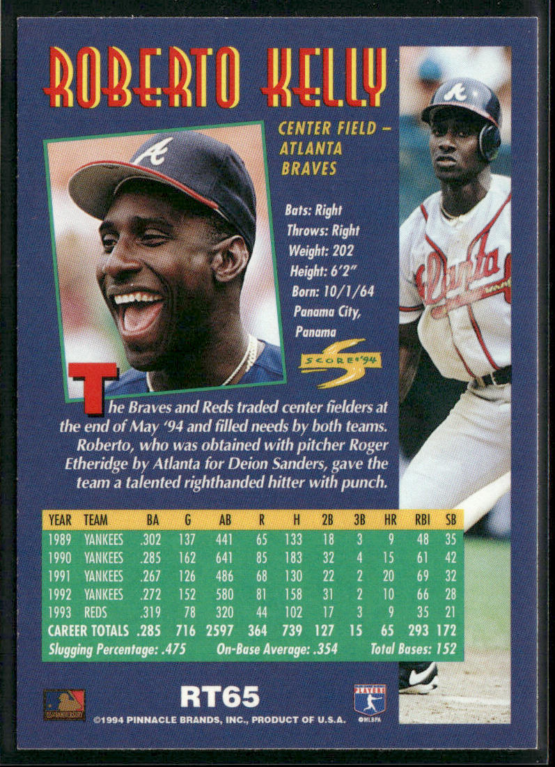 Roberto Kelly 1994 Score Rookie & Traded #RT65 Atlanta Braves