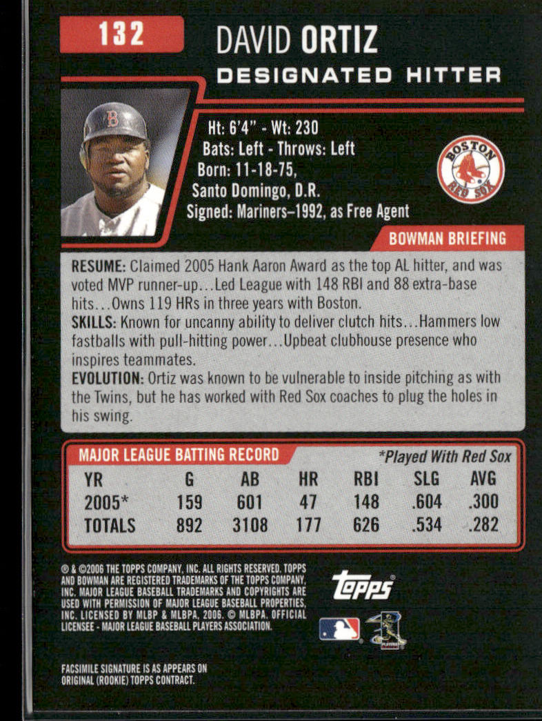 David Ortiz 2006 Bowman #132 Boston Red Sox