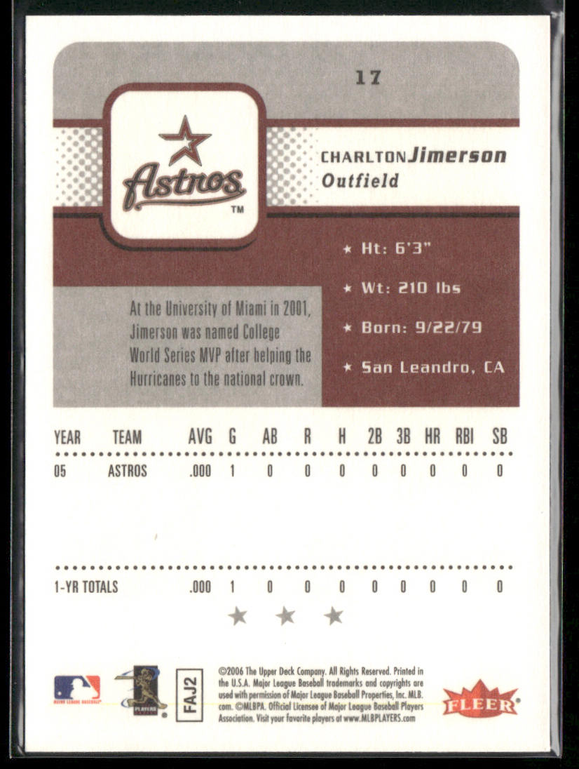 Charlton Jimerson 2006 Fleer #17 RC Houston Astros