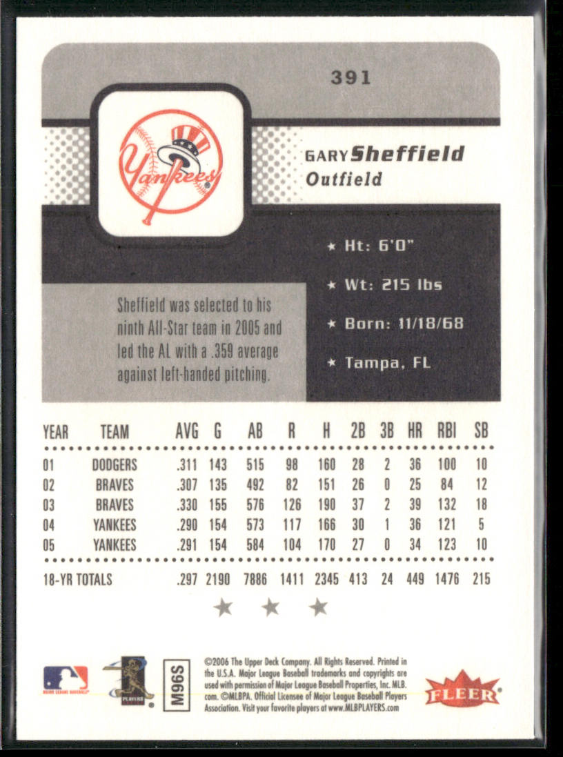 Gary Sheffield 2006 Fleer #391 New York Yankees