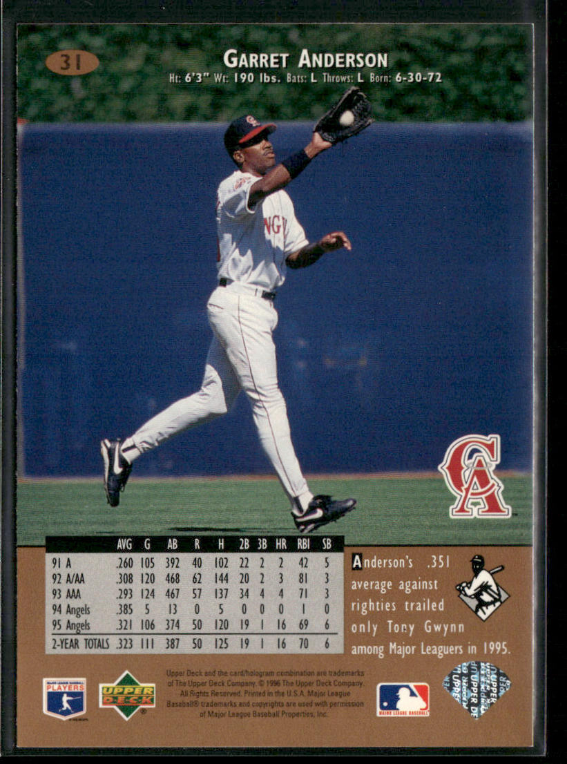 Garret Anderson 1996 Upper Deck #31 California Angels