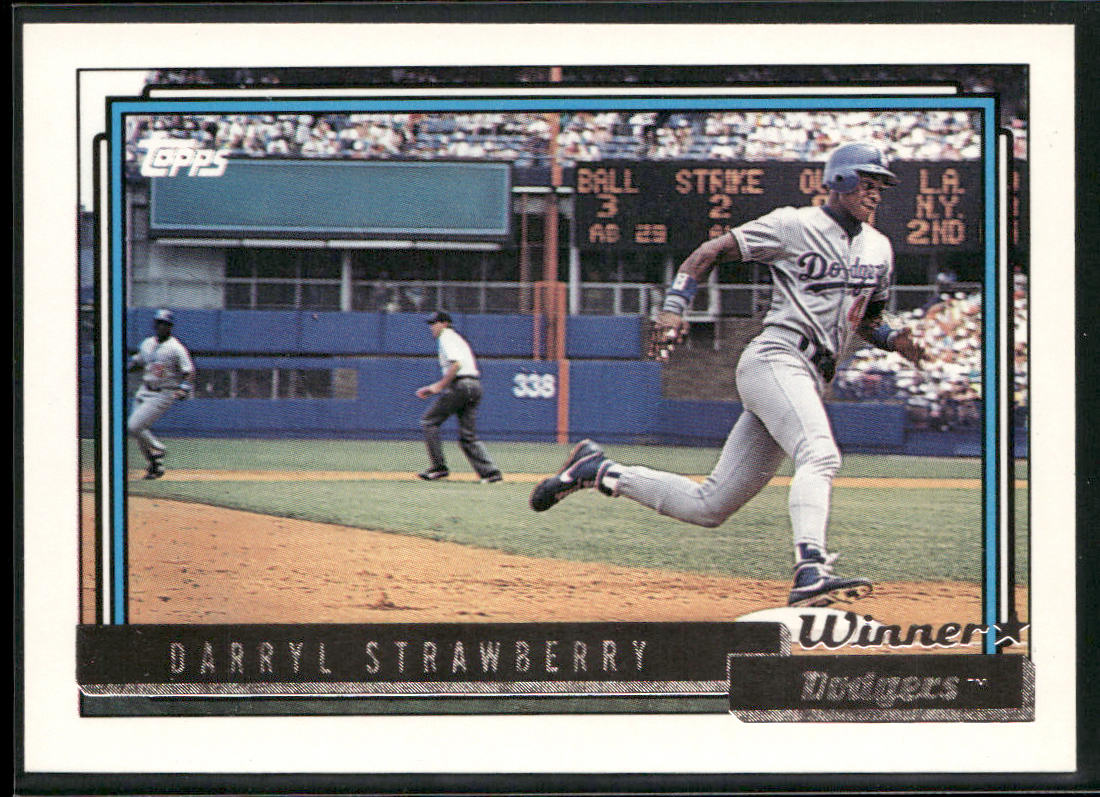 Darryl Strawberry 1992 Topps Gold Winners #550a print code D* Dodgers