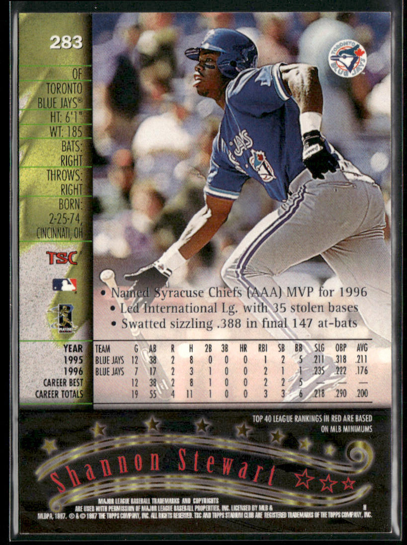 Shannon Stewart 1997 Stadium Club #283 Toronto Blue Jays