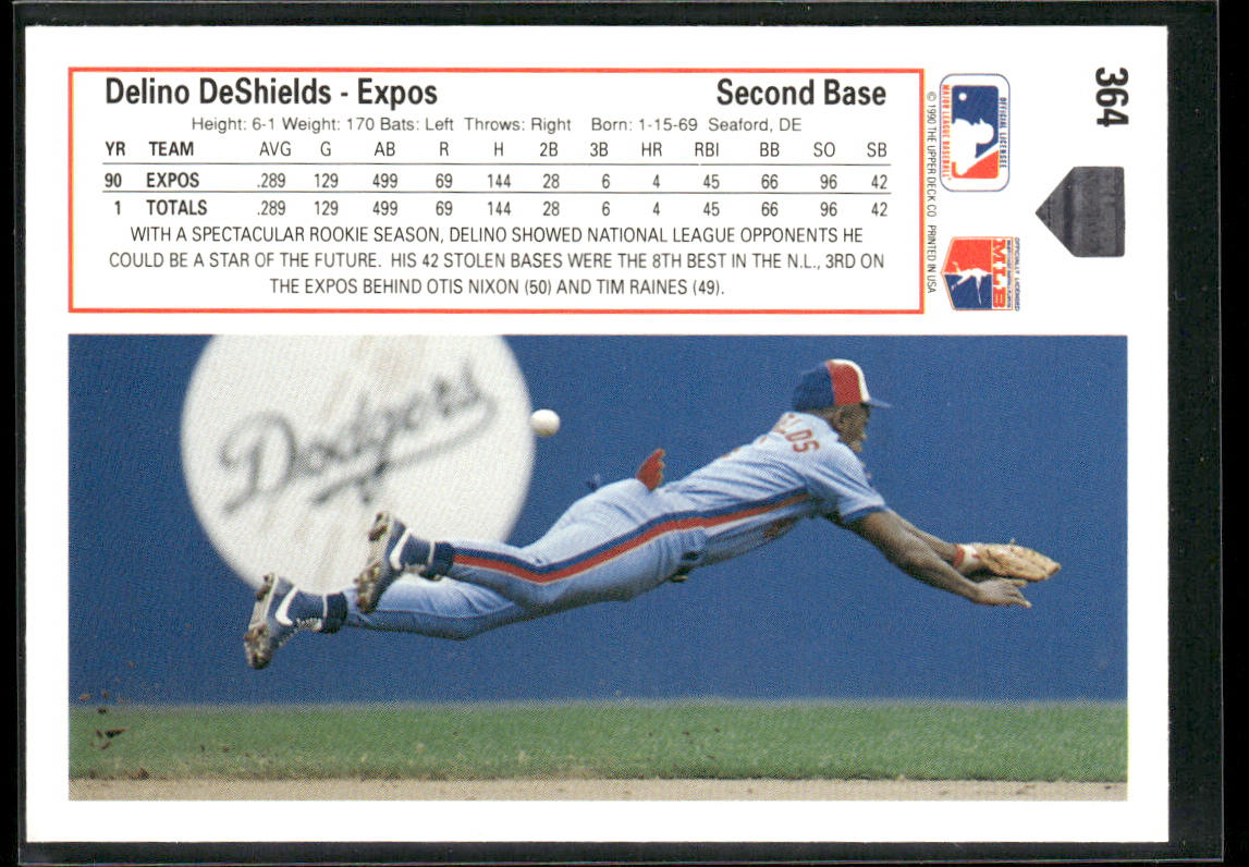 Delino DeShields 1991 Upper Deck #364d Montreal Expos