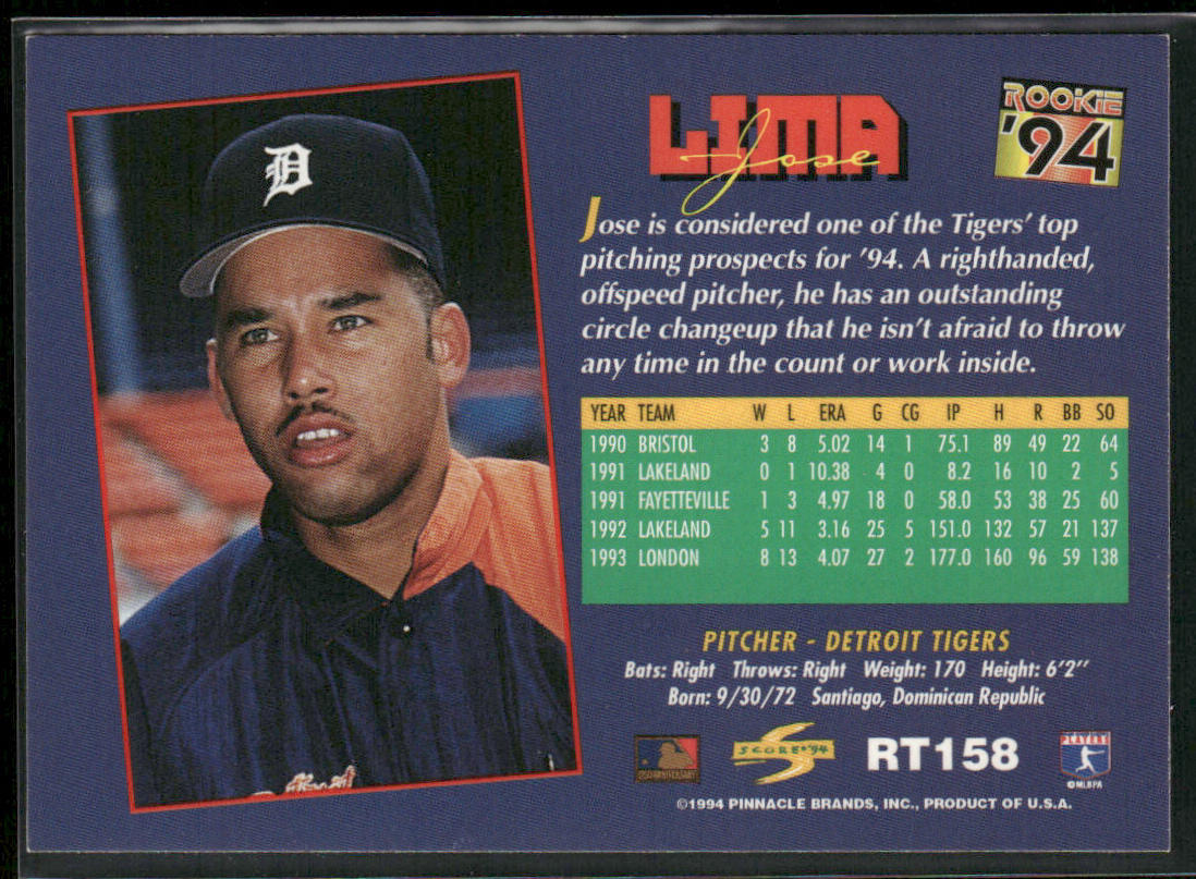Jose Lima 1994 Score Rookie & Traded #RT158 RC Detroit Tigers