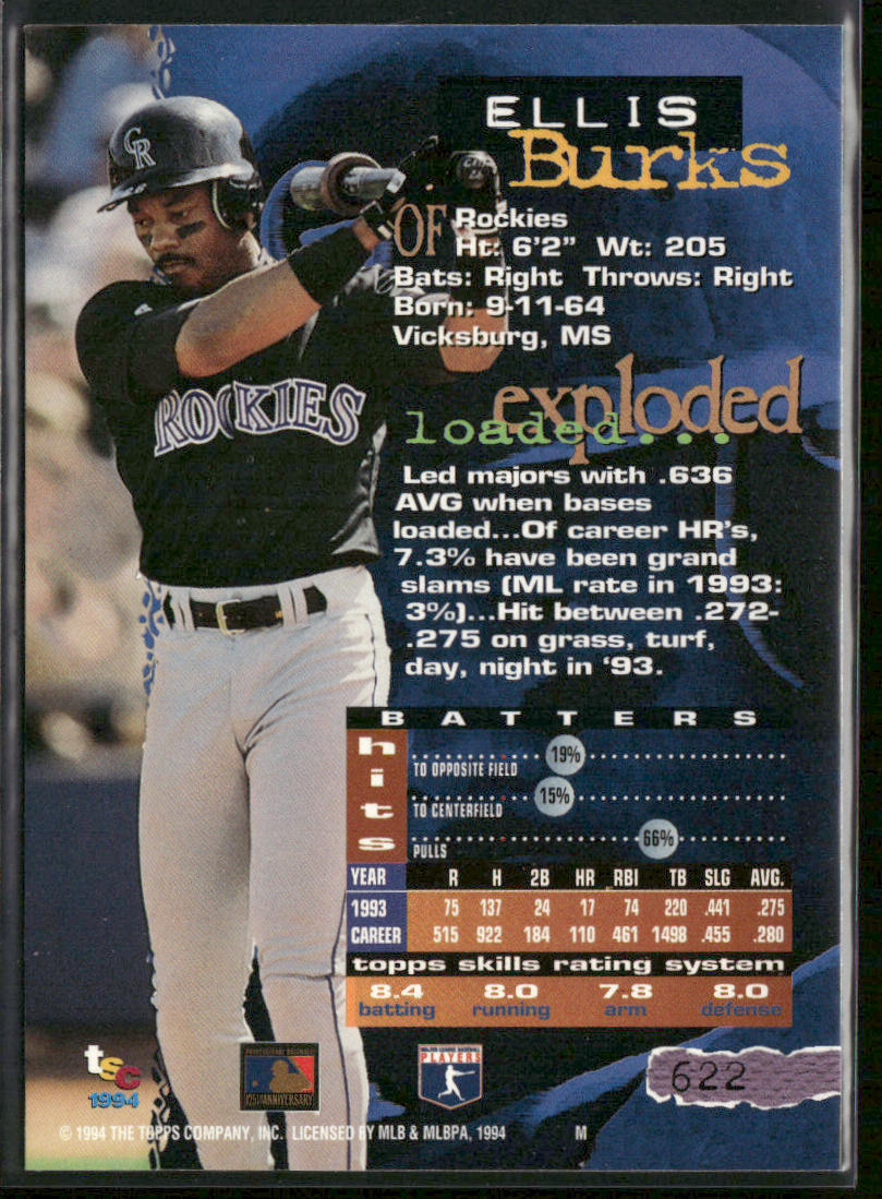 Ellis Burks 1994 Stadium Club #622 Colorado Rockies