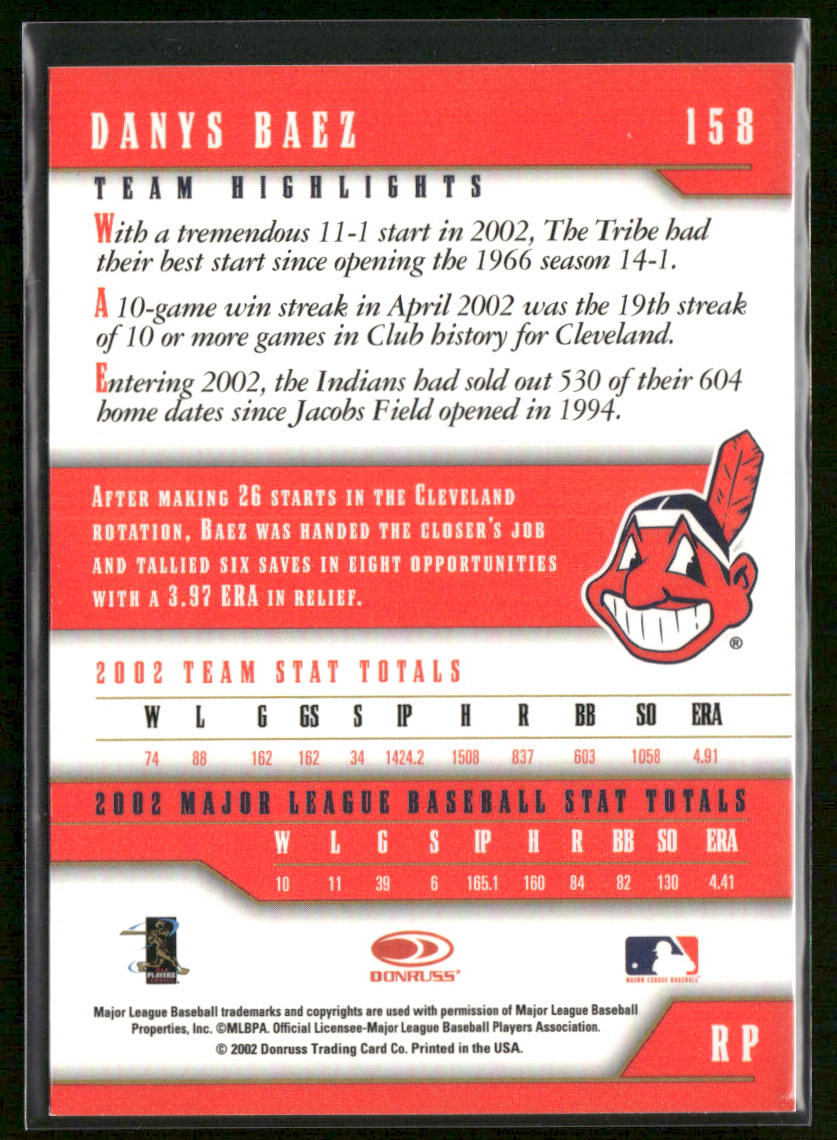 Danys Baez 2003 Donruss Team Heroes #158 Cleveland Indians