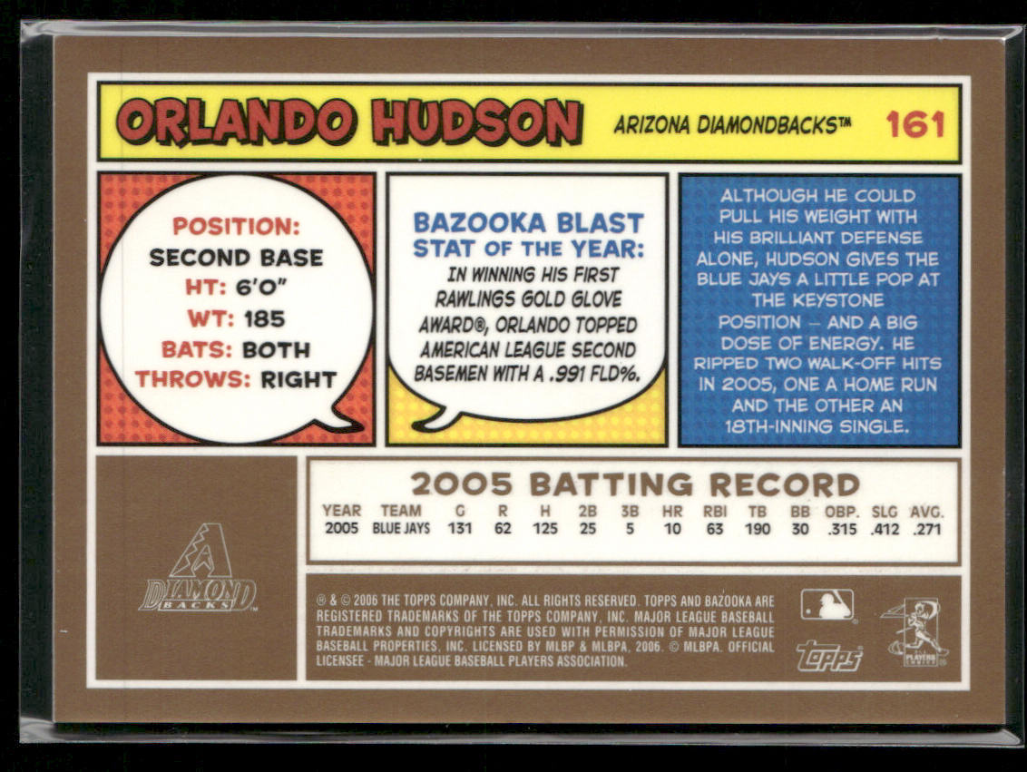 Orlando Hudson 2006 Bazooka Gold Chunks #161 Arizona Diamondbacks