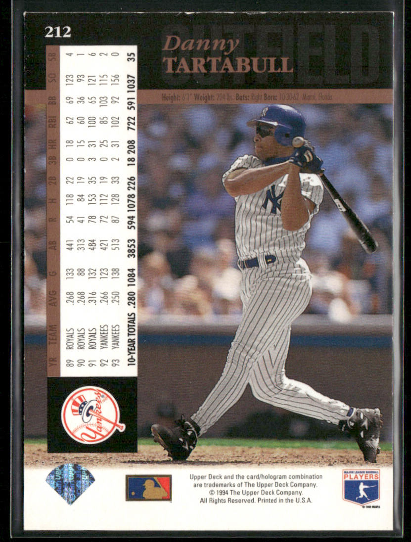 Danny Tartabull 1994 Upper Deck #212 New York Yankees