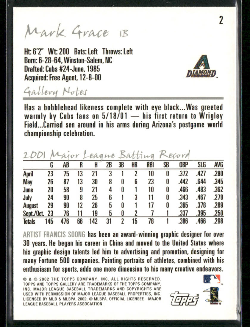 Mark Grace 2002 Topps Gallery #2 Arizona Diamondbacks