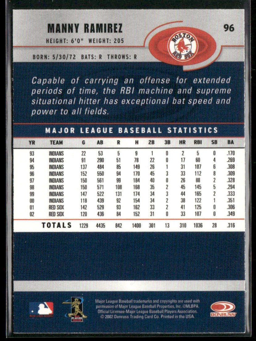 Manny Ramirez 2003 Donruss #96 Boston Red Sox
