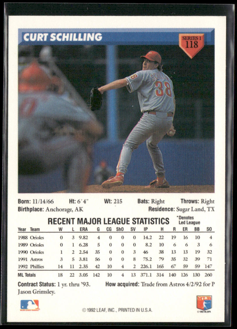 Curt Schilling 1993 Donruss #118 Philadelphia Phillies
