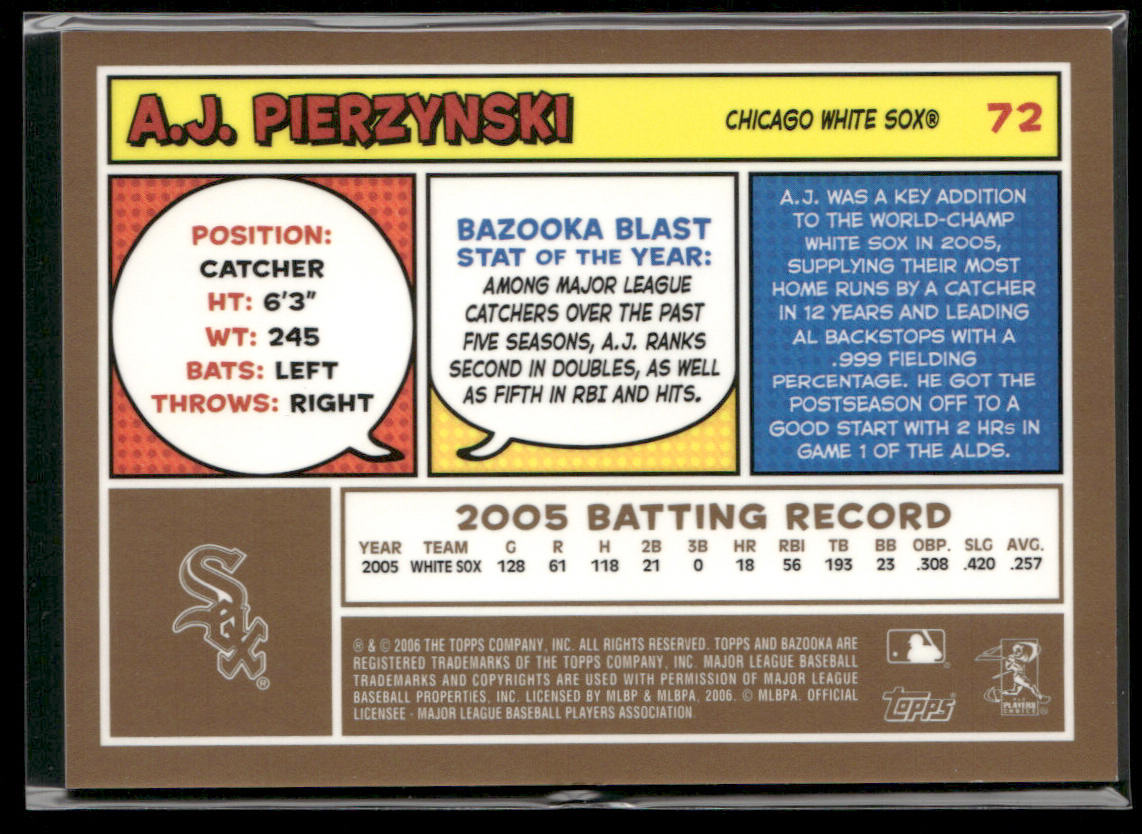 A.J. Pierzynski 2006 Bazooka Gold Chunks #72 Chicago White Sox