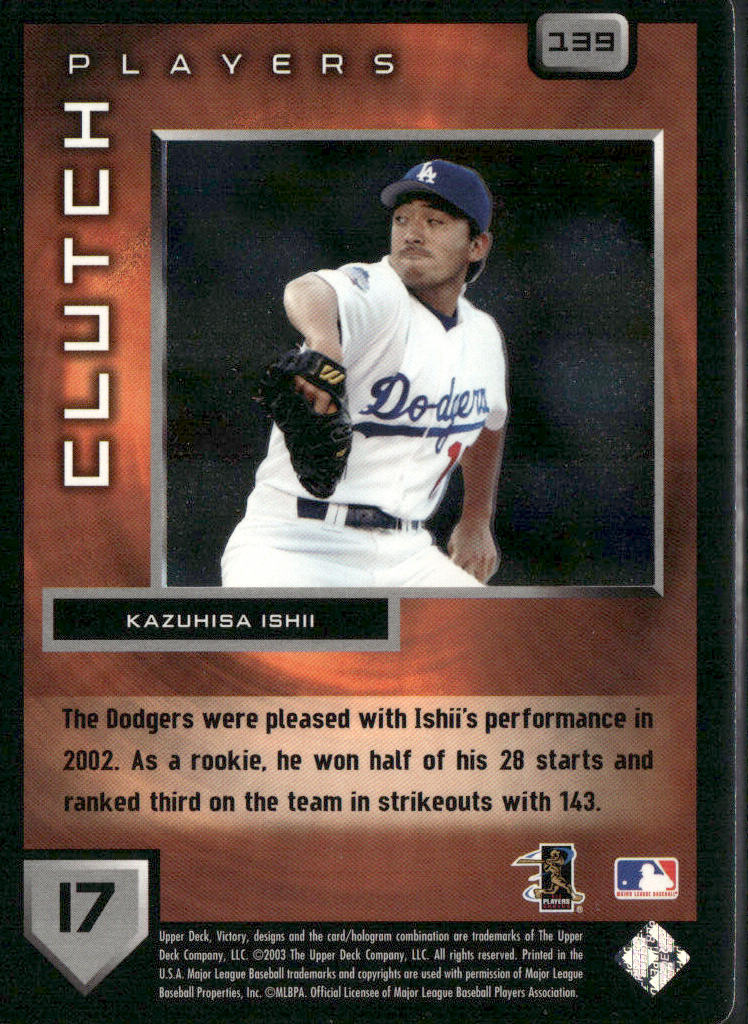 Kazuhisa Ishii 2003 Upper Deck Victory #139 Los Angeles Dodgers