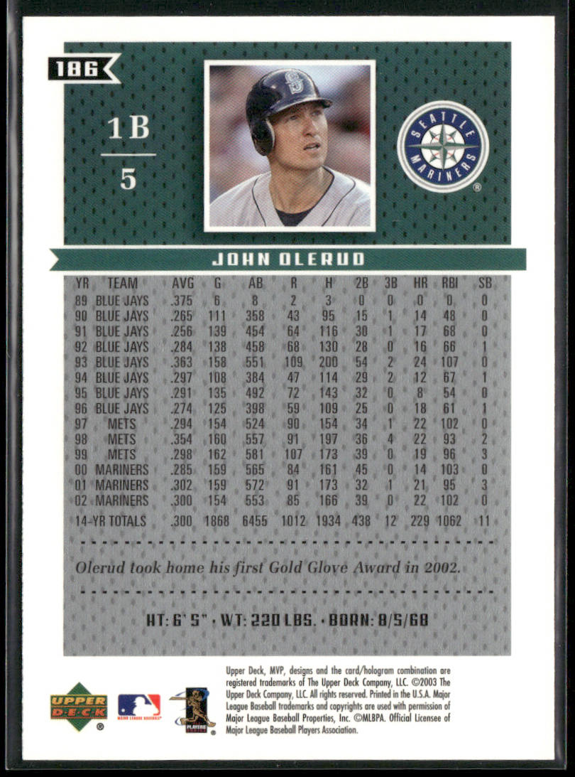 John Olerud 2003 Upper Deck MVP #186 Seattle Mariners