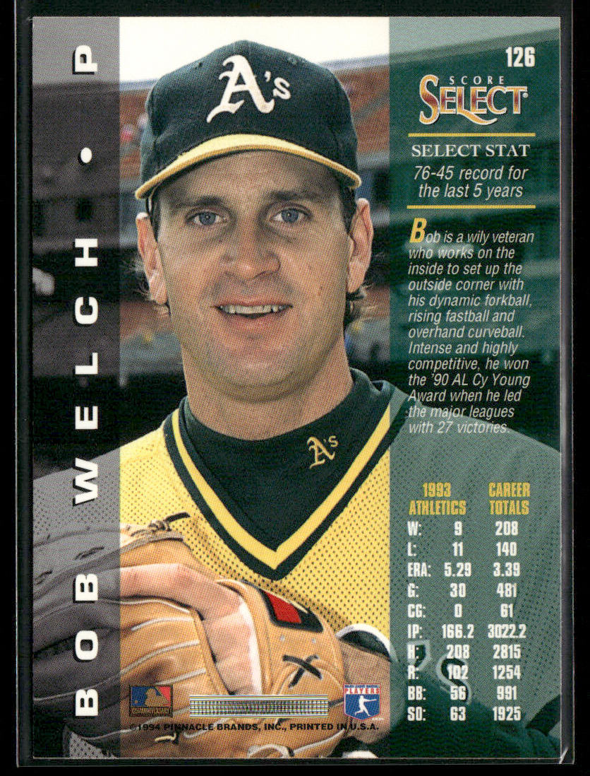 Bob Welch 1994 Select #126 Oakland Athletics