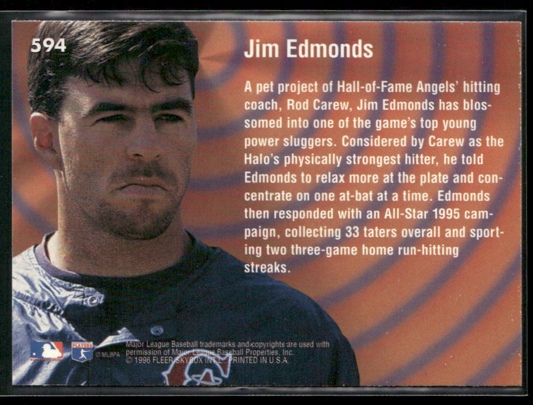 Jim Edmonds 1996 Ultra #594 California Angels back