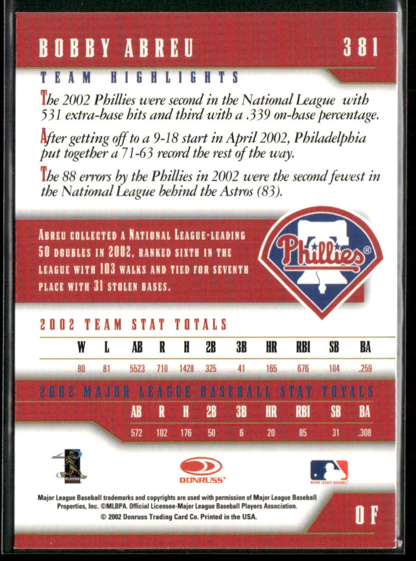 Bobby Abreu 2003 Donruss Team Heroes #381 Philadelphia Phillies