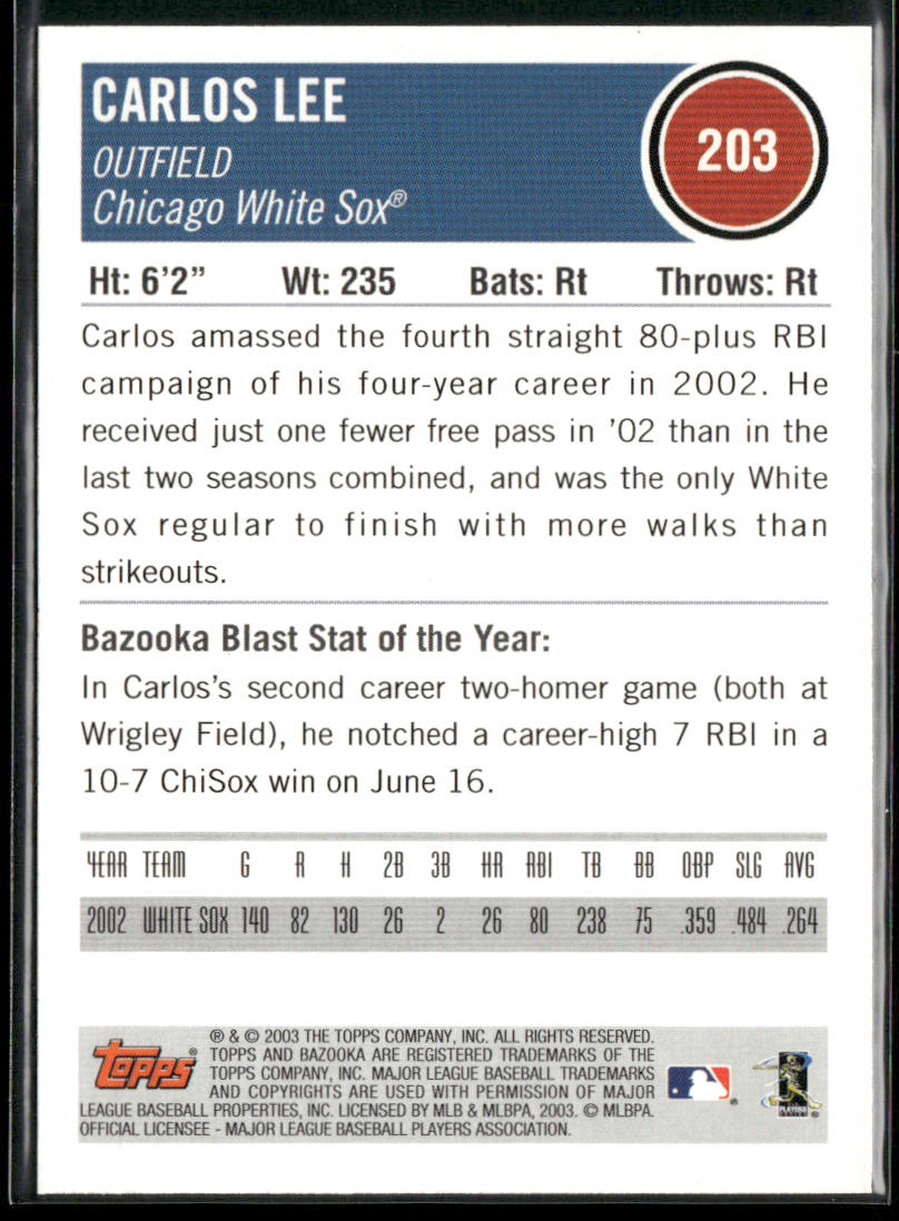 Carlos Lee 2003 Bazooka #203 Chicago White Sox