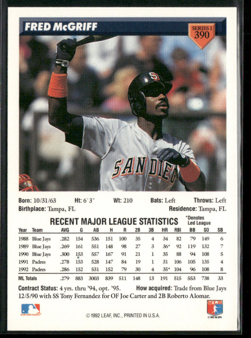 Fred McGriff 1993 Donruss #390 San Diego Padres