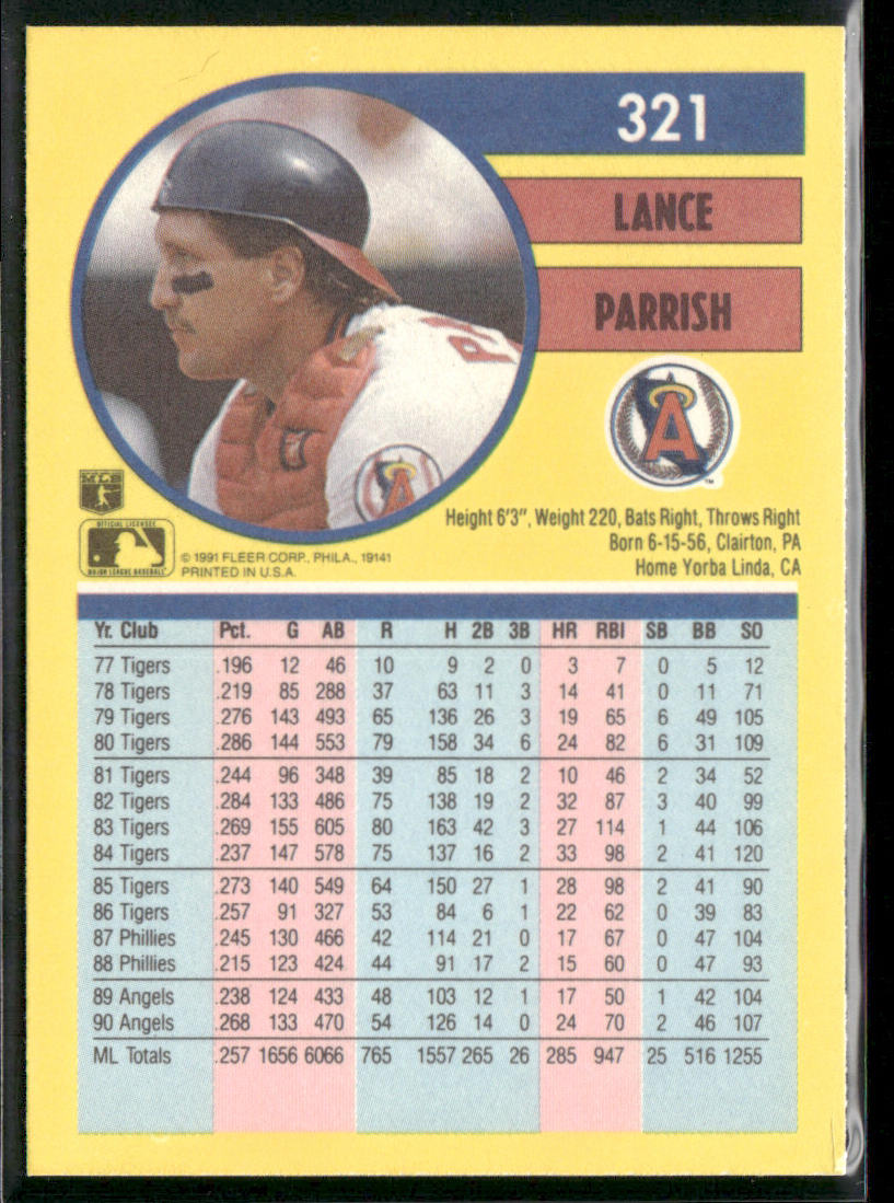 Lance Parrish 1991 Fleer #321 California Angels