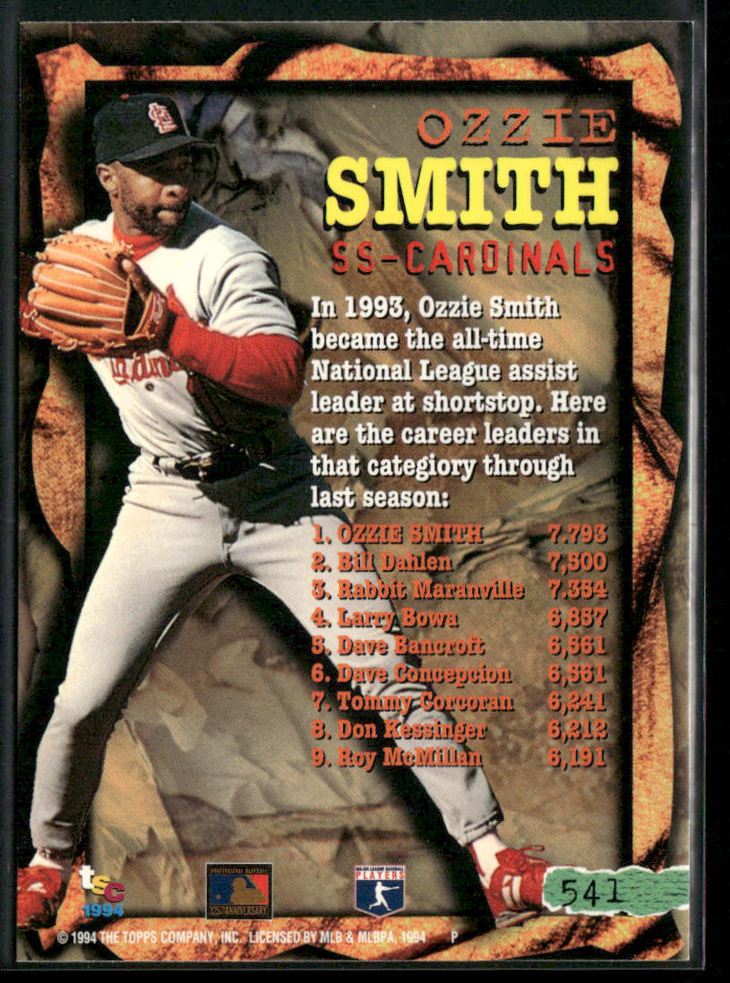 Ozzie Smith 1994 Stadium Club #541 St. Louis Cardinals back