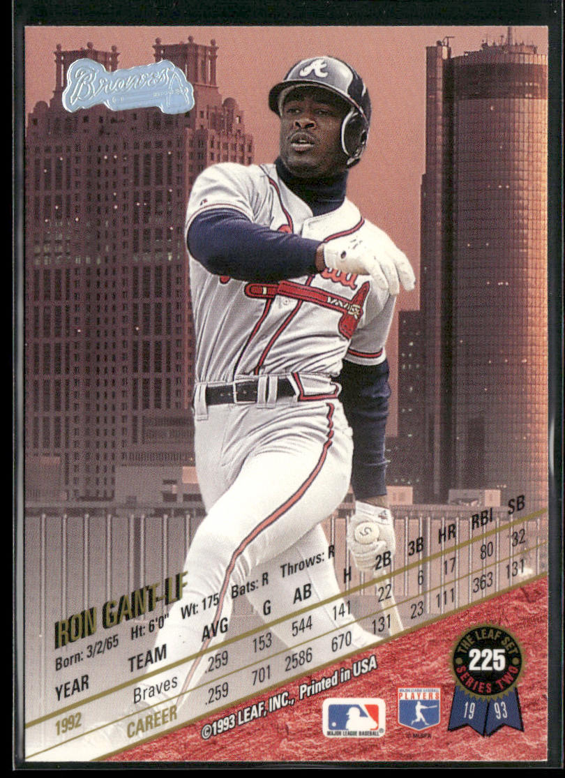 Ron Gant 1993 Leaf #225 Atlanta Braves