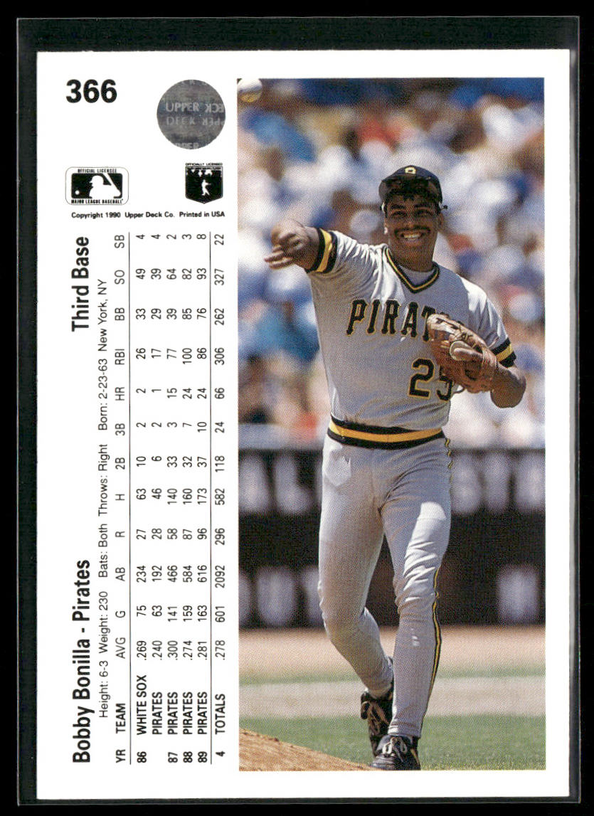 Bobby Bonilla 1990 Upper Deck #366 Pittsburgh Pirates