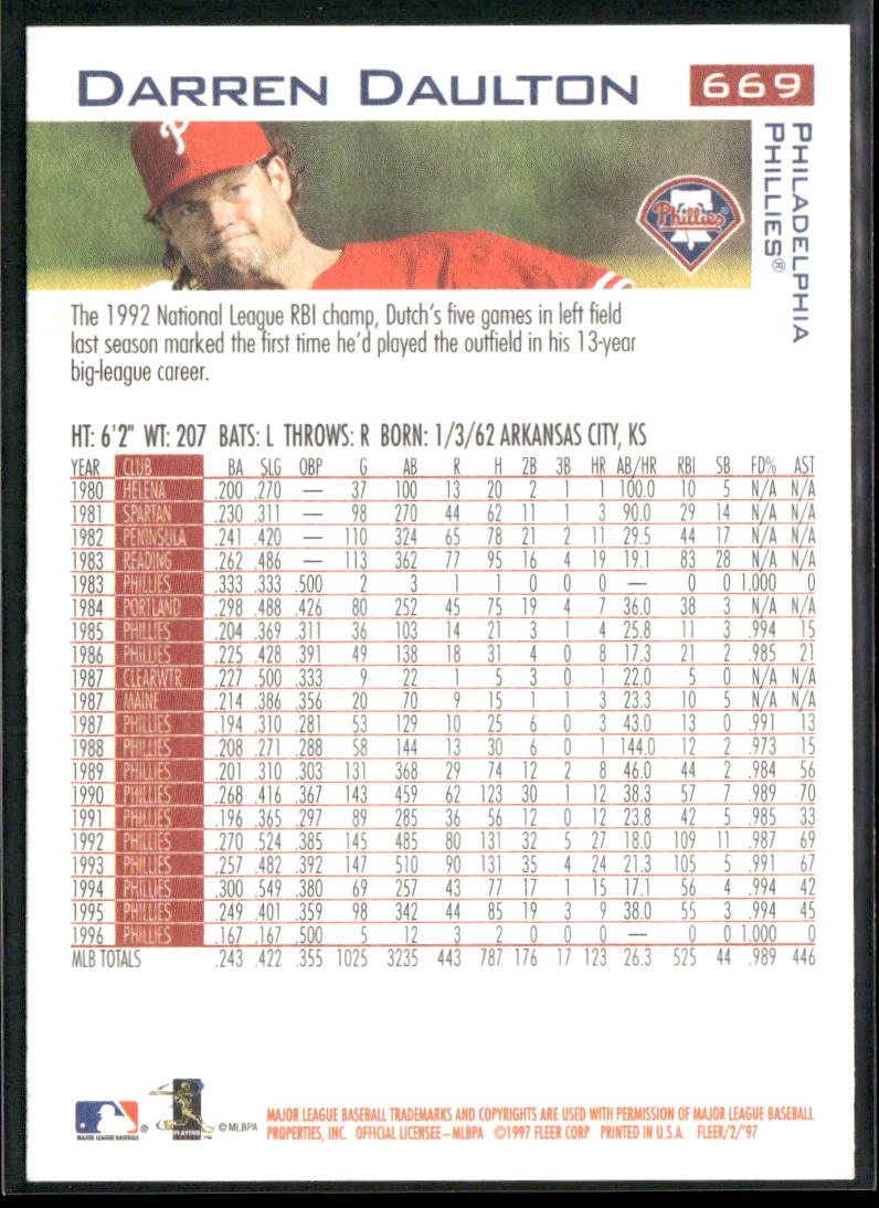 Darren Daulton 1997 Fleer #669 Philadelphia Phillies