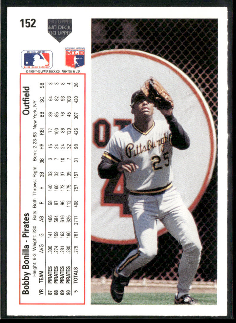 Bobby Bonilla 1991 Upper Deck #152 Pittsburgh Pirates
